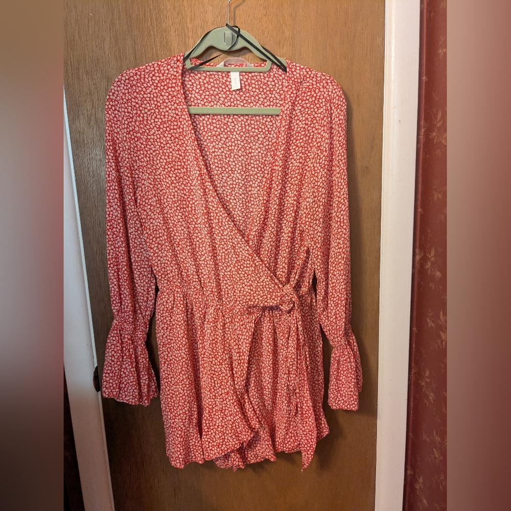 H&M Red Floral Patterned Romper